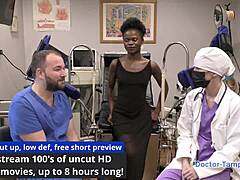 Dr Tampa examines petite Rina Arem with latex gloves and deep probing in Florida clinic backstage