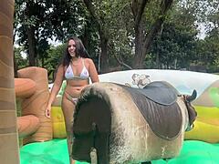 Thrilling Naked Jet Ski Ride and Mechanical Bull in Thong Bikini Adventure