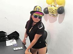 Why does this new executive moan so loudly testing her boyfriend's anal plug at work? She's like a total whore.