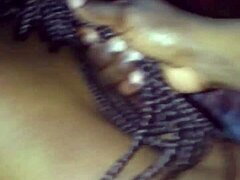 Watch this freaky petite midget ride my cock doggystyle until I cum on her tight ebony ass.