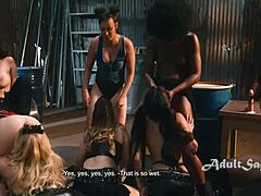 Femme fatales discover shared fulfillment in a group setting with Hailey Rose, Lulu Chu, Penny Barber