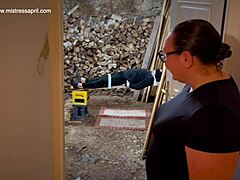 Dominatrix mistress aprils special bed for slave tornment with bondage punishment and electro kinky domination in military prison style