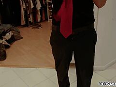 Sheena Ryder gives stepson a quick handjob in kitchen before his big date