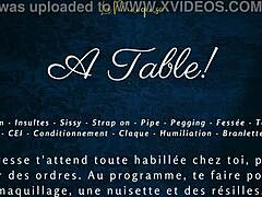 French audio femdom milking table session with sissy cei on desk