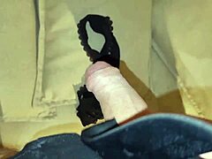 Found stepmom's wet panties at home and jerked my huge cock intensely over them in elegant suit