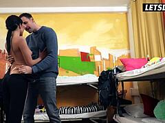Lexy Layo Horny Hungarian Milf Gets Fingered and Banged Doggystyle by Roommate in Hotel with Facial Cumshot