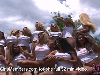group of amateurs teasing nude at outdoor contest