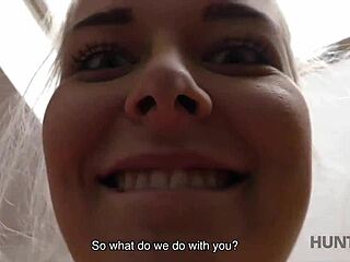 Young blonde sells shaved pussy for cash
