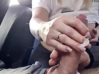 Public flash cumshot close-up thrill