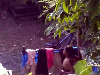 INDIAN TEEN'S OUTDOOR BATH