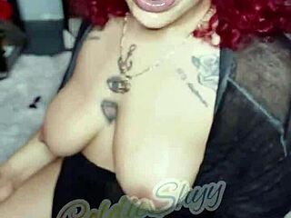 Redhead's solo dildo play captivates