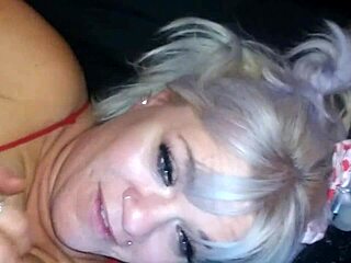 My big-titted blonde's pierced boobs got drilled