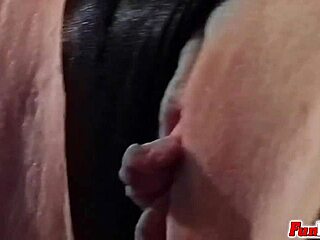 Stockinged cutie’s bald twat licked and pounded