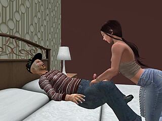 Dark Street Encounter with Young Brunette and Old Man