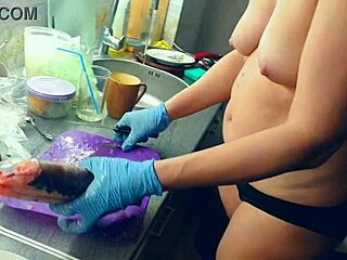 Naked Housewife Cooks Dinner