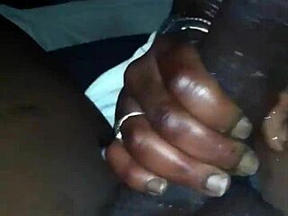 Ebony slut gagging on thick black cock