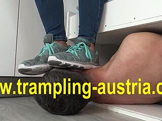 What's hidden in her sneaker trampling session?