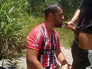 Cheeky São Paulino Macho Sucks And Takes It After Football