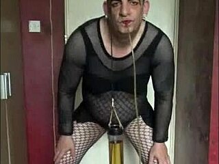 my sissy crossdresser swallows piss nonstop