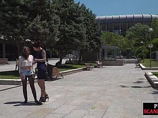 Public Slut Sucks Toes Before Voyeur Crowd