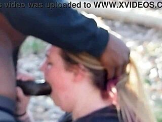 Blonde BBW's outdoor ebony joy