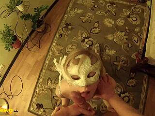 my russian masked wife’s wild blowjob at night