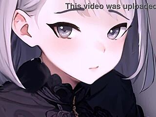 Anime babe grips huge cock in POV