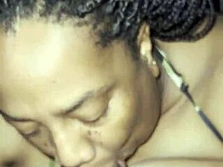 cum on the lovely face of a black amateur beauty