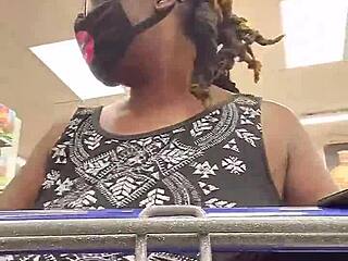 Nookiescookies flashing her fans in Walmart store