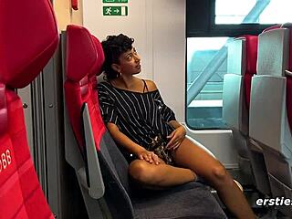 a sweet lesbian spark in train's secret space