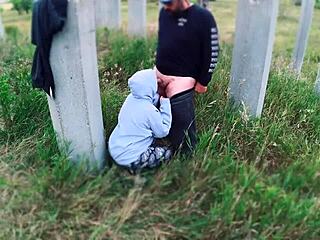Real couple's outdoor passionate play