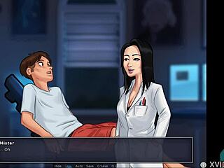 asian teacher teases student with handjob