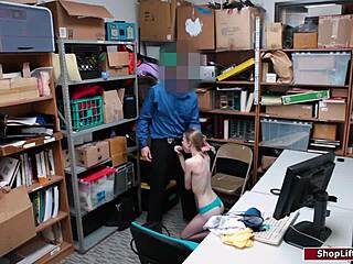 Petite Shoplifter's Hard Fuck with Security Guard