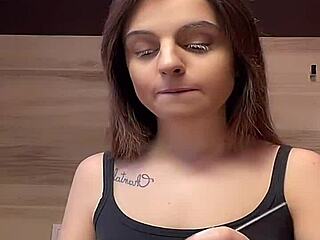 Braless huge tits bouncing in tight tanktop