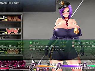 Karryn's prison cop office teasing hentai game scene
