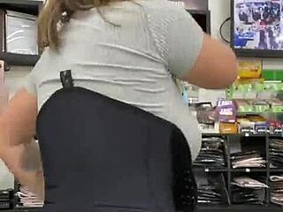 my busty amateur girl’s anal in store promo