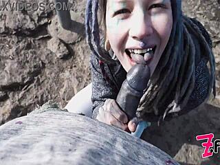Caught fucking hard in public ruins pov tattoo blowjob