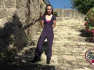 Young french brunette’s outdoor tease