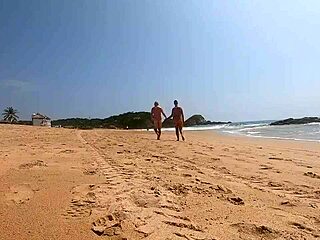 Nudist Couple’s Outdoor Fun At Beach