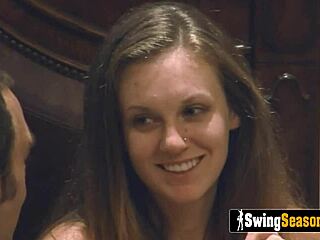 Swinger couple's wild oral game