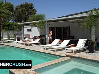 Brothercrush - taboo studs tease with messy poolside anal