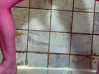 My pierced MILF wife solo in steamy shower