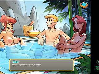 Redhead Step-Friend in Public Tub