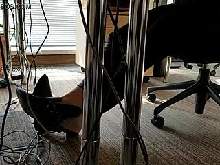 Office shoe tease caught on camera today