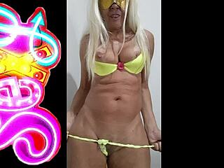 blonde mature wife teases with homemade erotic moves