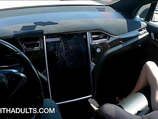 Thrilling public ride with teen
