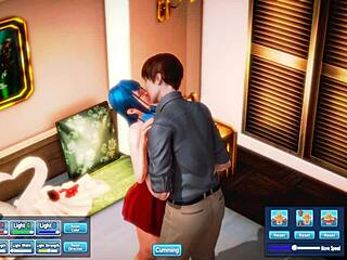 Blue-haired beauty’s tender moment