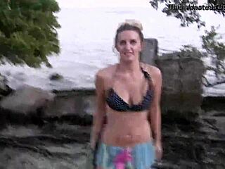 Skinny Teen's Beach Bikini Tease