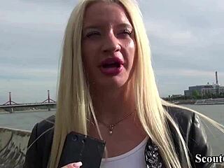 Blonde teen angela vital’s fierce public pounding