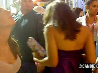 Nude beauty exposed in public